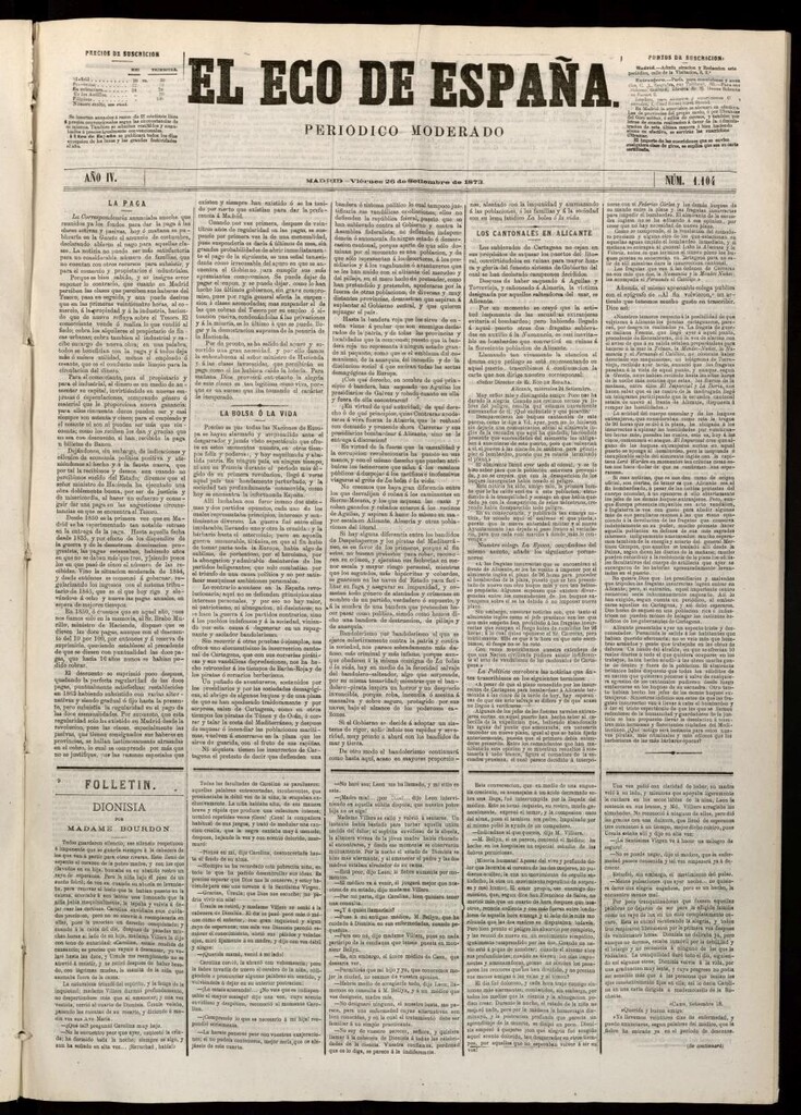 Miniatura de El Eco de España del 26 de septiembre de 1873