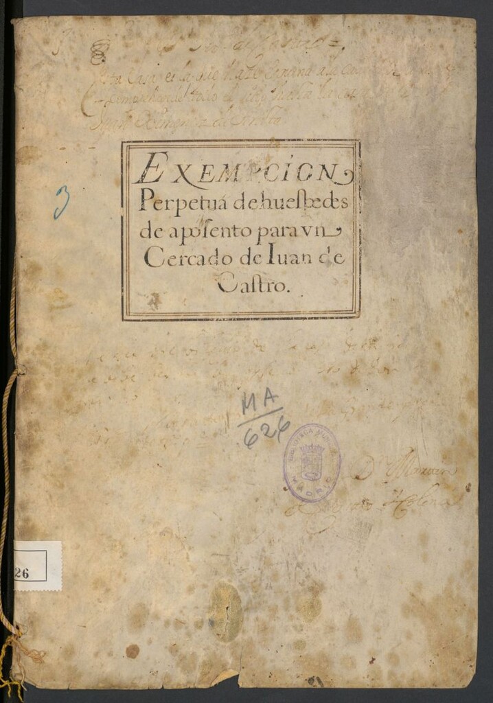 Miniatura de Exempción perpetua de huéspedes de aposento para un cercado de Juan de Castro