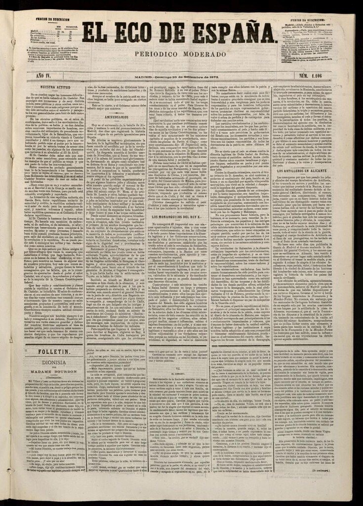 Miniatura de El Eco de España del 28 de septiembre de 1873