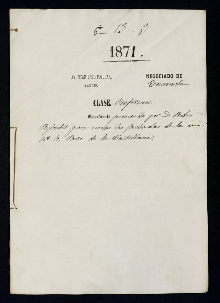 Miniatura de D. Pedro Peylonbet, para revocar la fachada de la casa nº 10, Paseo de la Castellana.