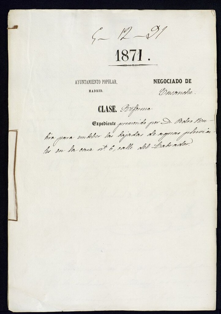 Miniatura de D. Pedro Rubira, para embeber las bajadas de aguas fluviales en la casa nº 6, calle del Labrador.