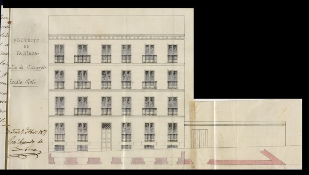 Miniatura de DªJulia Jano y Menéndez, en solicitud de licencia para edificar una casa en la calle del Cardenal Cisneros.