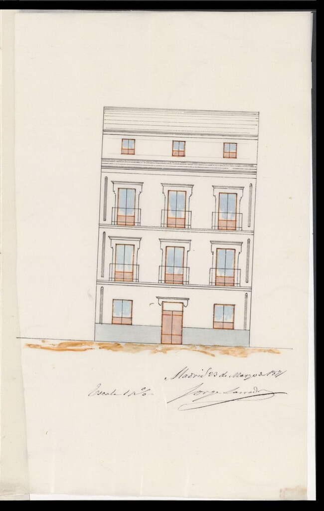 Miniatura de D. Juan Cataluña, para levantar un sotabanco sobre el segundo piso de la casa nº 11 calle de Cisneros.