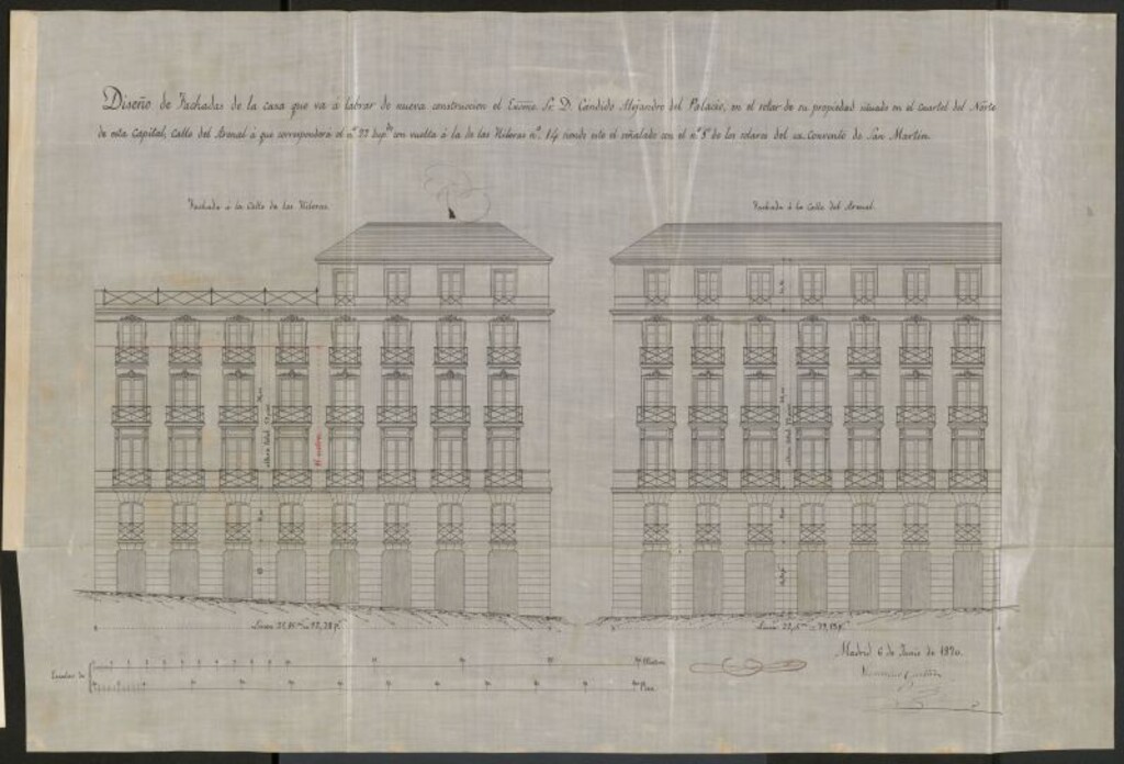 Miniatura de D. Alejandro de la Fuente como apoderado de D. Cándido Alejandro de Palacio, dueño del solar nº 1 del Convento de S. Martín, en solicitud de licencia para edificar de nueva planta un a casa en dicho solar.