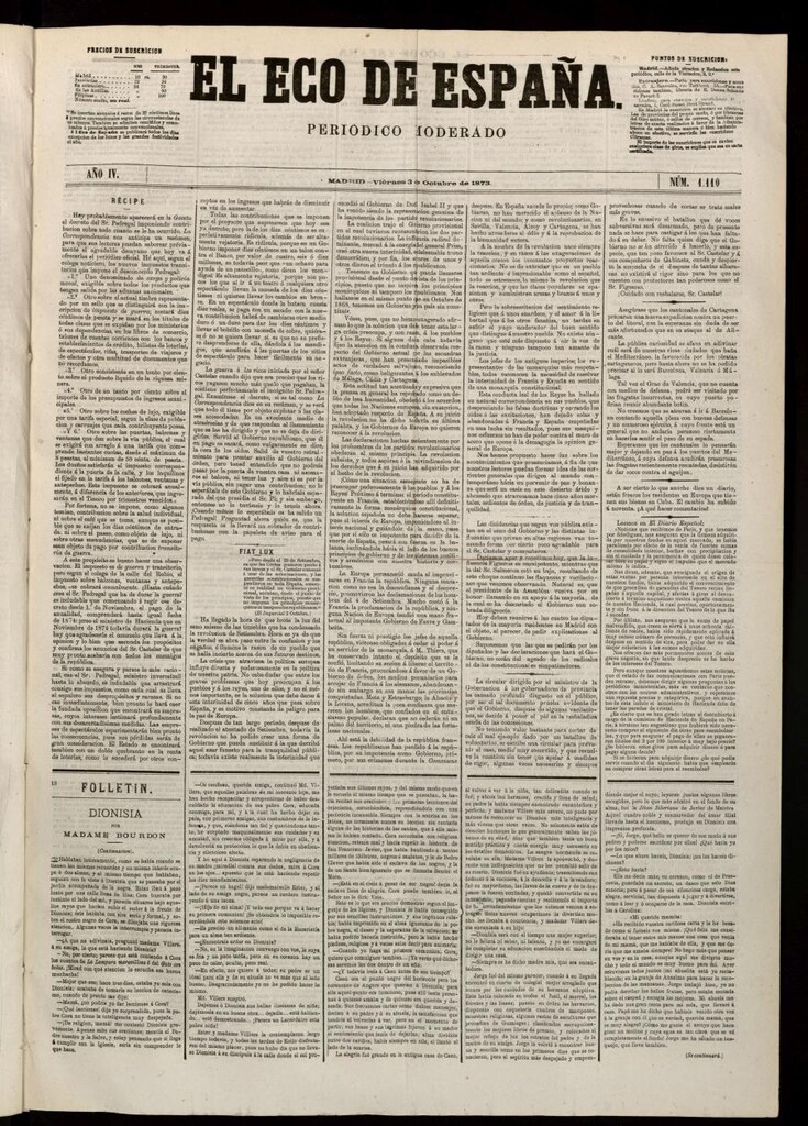 Miniatura de El Eco de España del 3 de octubre de 1873