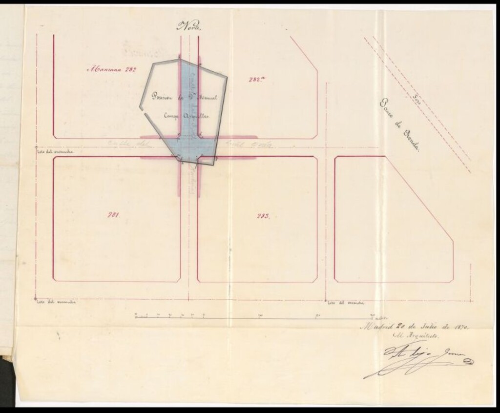 Miniatura de D. Manuel Canga Argüelles, en solicitud de licencia para edificar en el sitio denominado Cerro del Aire.