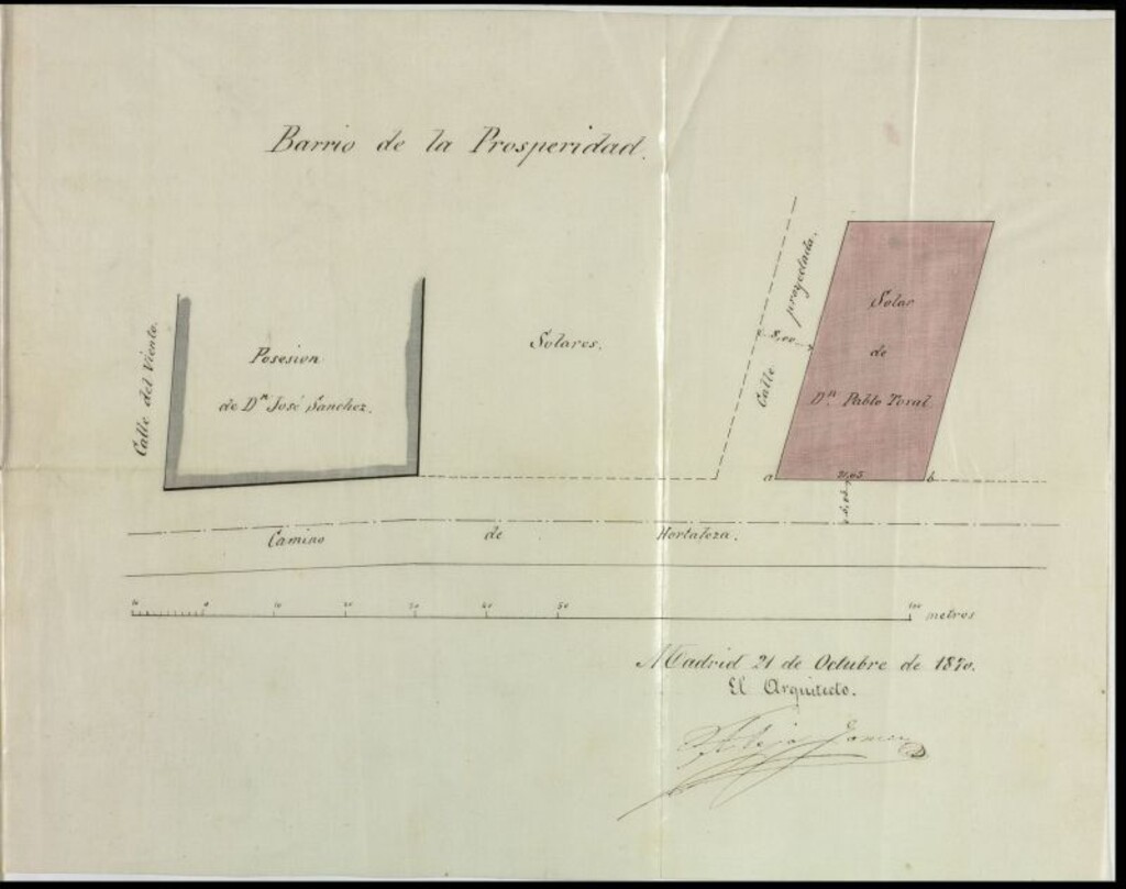 Miniatura de D. Pablo Toral, en solicitud de licencia para cercar un terreno de su propiedad, sito en el barrio de la Prosperidad, y construir en él un pozo de aguas claras y una casa de planta baja y principal.