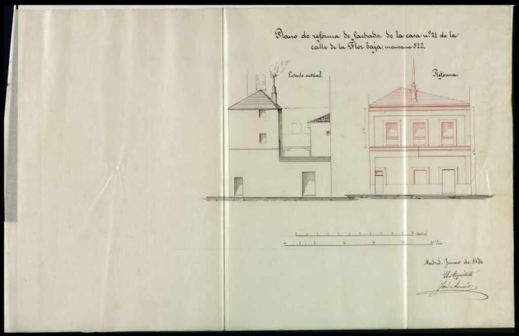Miniatura de D. José Piquer, con moivo de la denuncia de la casa nº 32 de la calle de Leganitos y licencia para hacer obras de reformas.