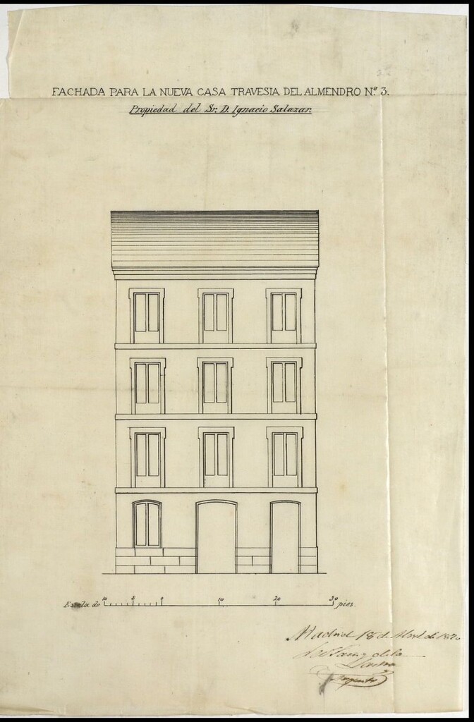 Miniatura de D. Ignacio Gómez de Salazar, en solicitud de licencia para construir de nueva planta la casa nº 3 de la Travesía del Almendro.