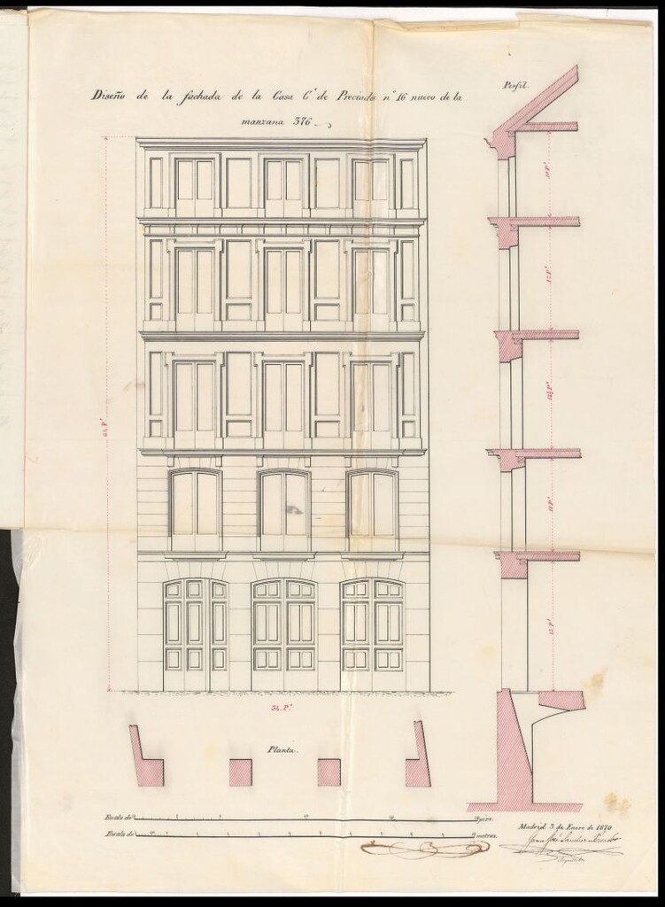 Miniatura de D. Enrique Sainz del Rivero, en solicitud de licencia para construir de nueva planta la casa nº 16 de la calle de Preciados.