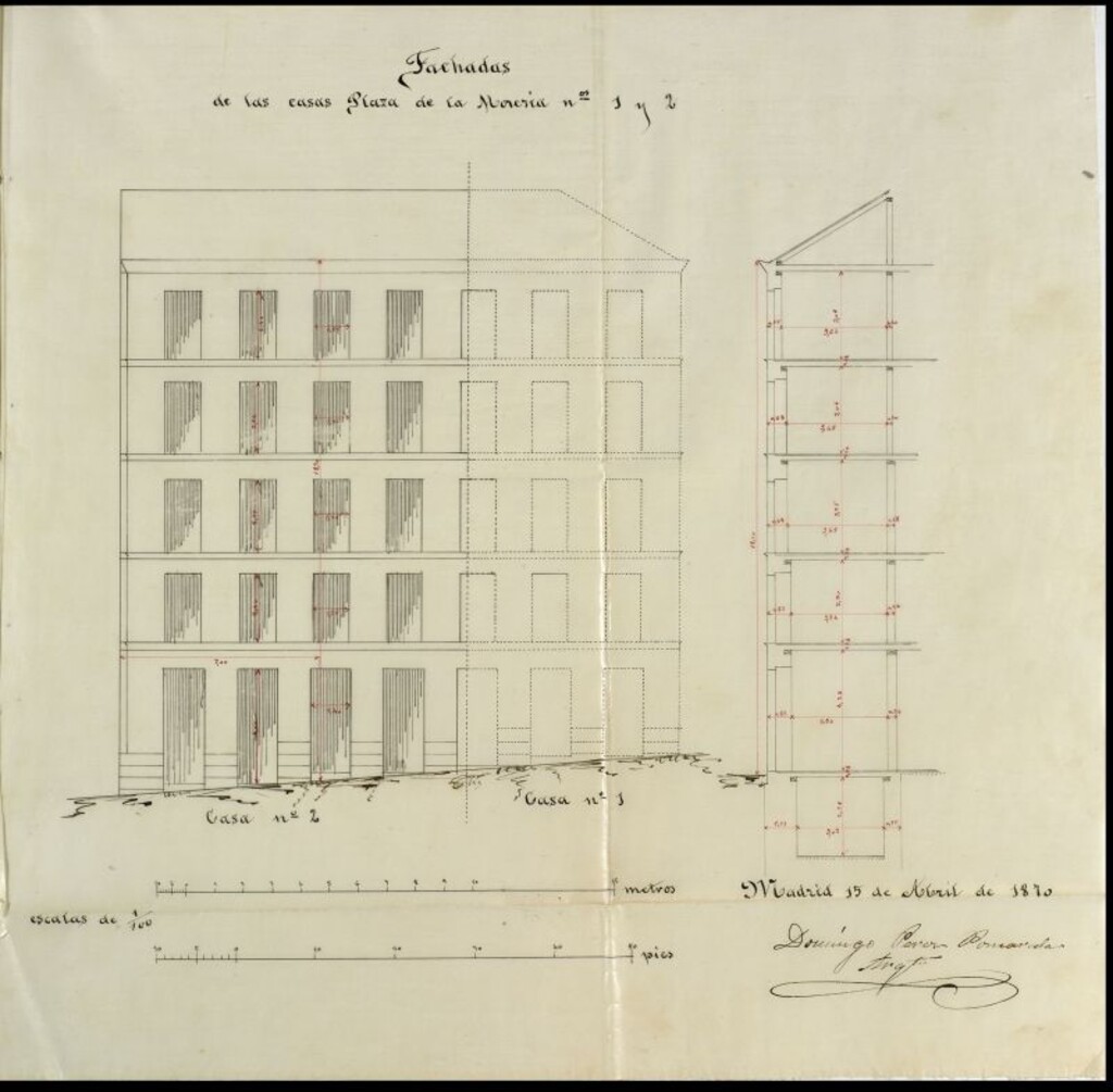 Miniatura de D. Pedro Mediavilla, en sollicitud de licencia para construir de nueva planta la casa nº 2 de la Plazuela de la Morería.
