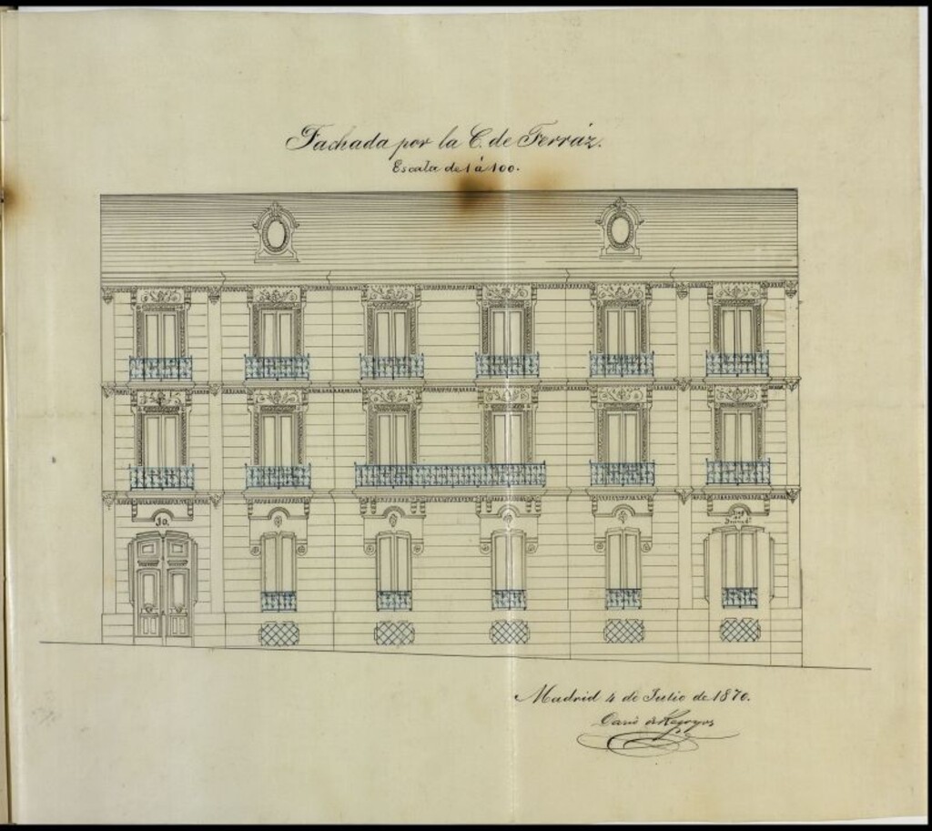 Miniatura de D. Fernando Orueta, apoderado del Sr. Conde de Zaldivar, para edificar en un solar sito en la calle de Ferraz entre las casas nºs 8 y 10 ya construidas.