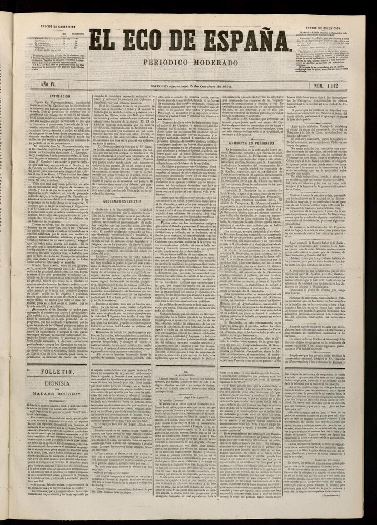 Miniatura de El Eco de España del 5 de octubre de 1873