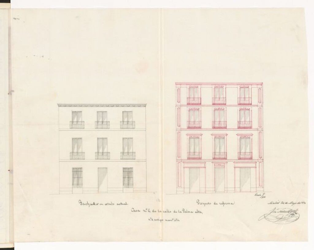 Miniatura de D. Manuel Martín Oliva, pra aumentar un piso en la casa nº 6 de la calle de la Palma alta.