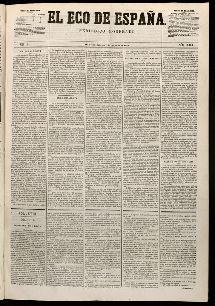 Miniatura de El Eco de España del 7 de octubre de 1873