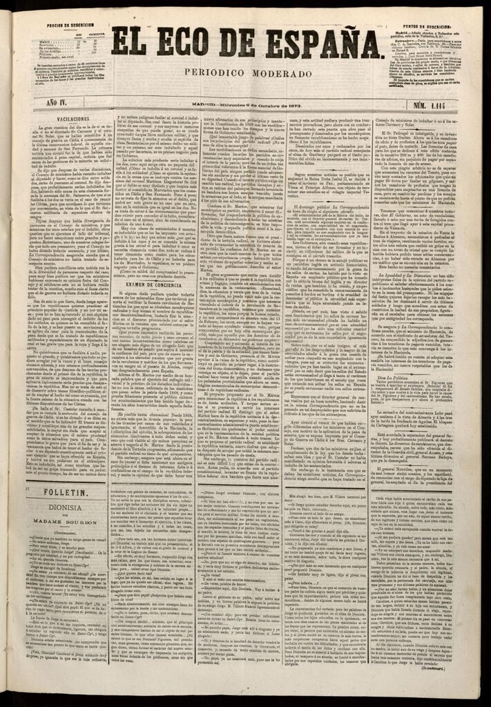 Miniatura de El Eco de España del 8 de octubre de 1873