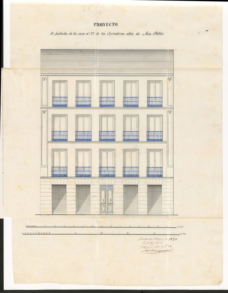 Miniatura de D. Matías López y López, en solicitud de licencia para construir la casa nº 27, de la Corredera Alta de S. Pablo.