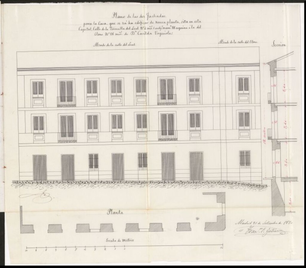 Miniatura de D. Tomás Díaz Valdés, encargado de la casa nº 4 de la calle de la Torrecilla del Leal propia de Dª Casilda Urquiola en solicitud de licencia de reedificación.