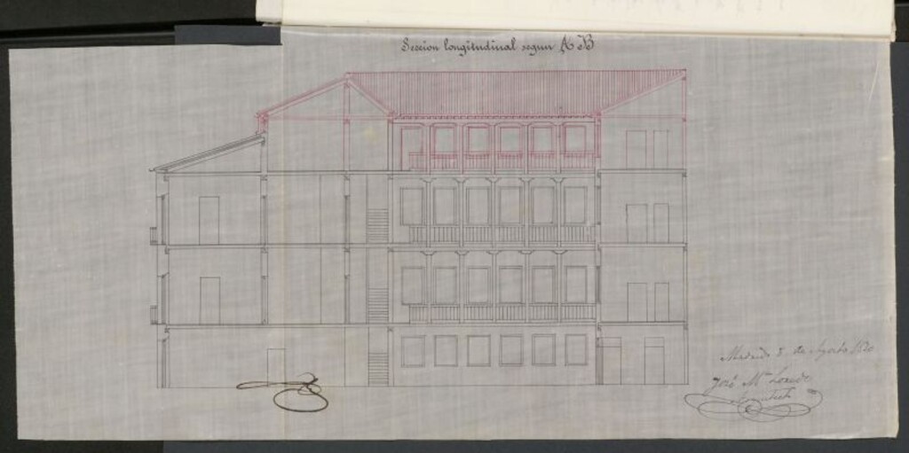 Miniatura de D. Segundo Denche, en solicitud de licencia para aumentar un tercer piso interior en la casa nº 7 de la calle de Lope de Vega.