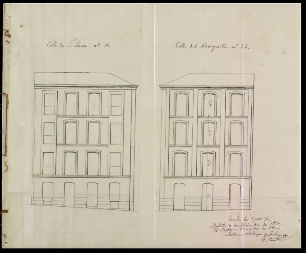 Miniatura de Dª Leona Merino y Martin, en solicitud de licencia para construir de nueva planta la casa nº 33, de la calle del Barquillo con vuelta a la de San Lucas nº 15.
