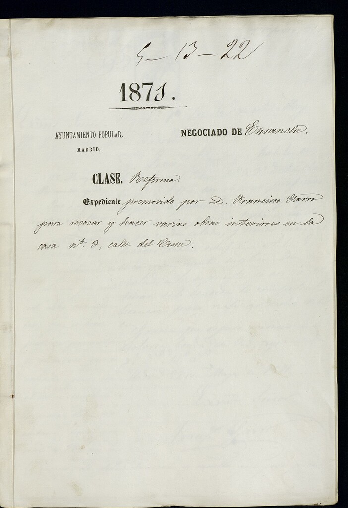 Miniatura de D. Francisco Garro, para revocar y hacer varias obras interiores en la casa nº 3, calle del Cisne.