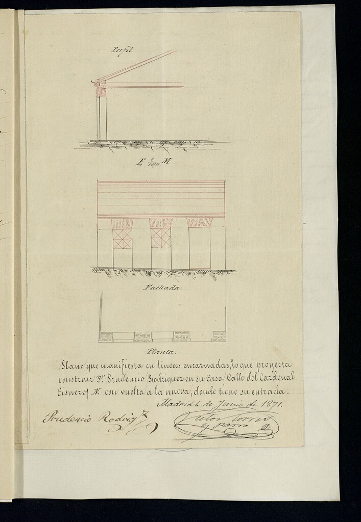 Miniatura de D. Prudencio Rodríguez, sobre ejecutar varias obras en la calle del Cisne, con vuelta a otra nueva proyectada.