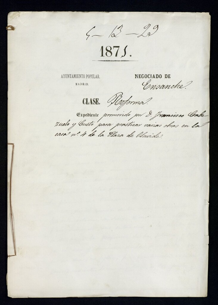 Miniatura de D. Francisco Cabezuelo y Cueto, para practicar varias obras en la casa nº 4 de la Plaza de Olavide.