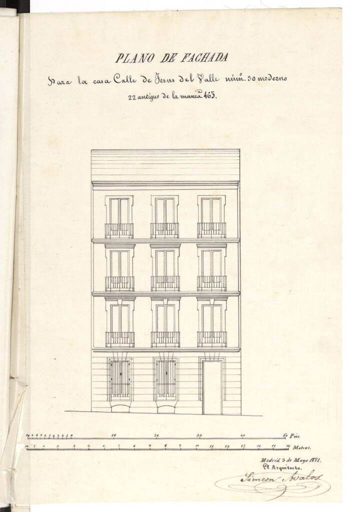 Miniatura de D. Juan Arias, en solicitud de licencia para edificar de nueva planta la casa nº 30 de la calle Jesús del Valle.