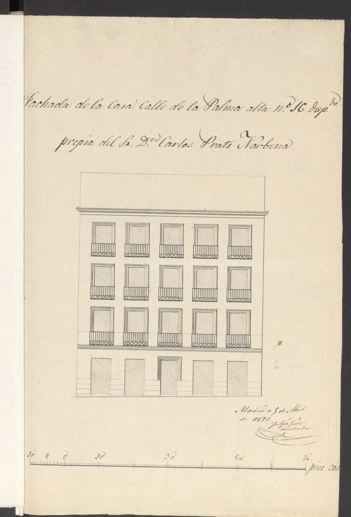 Miniatura de D. Carlos Prats Narbona, para edificar su casa nº 16, de la calle de la Palma Alta.