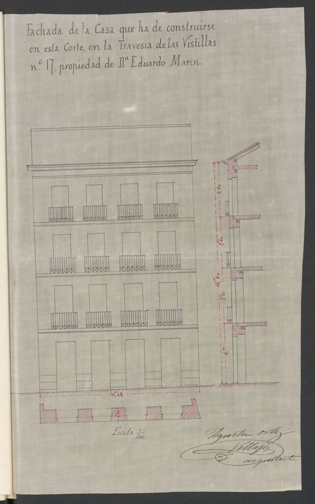 Miniatura de D. Eduardo  Marín Latappi, para construir de nueva planta la casa nº 17 de la Travesía de las Vistillas.