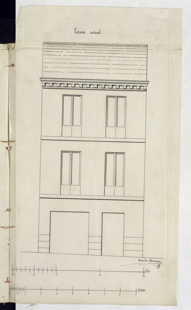 Miniatura de D. Antonio García, para aumentar un piso 3º a su casa calle de Barco, 13.