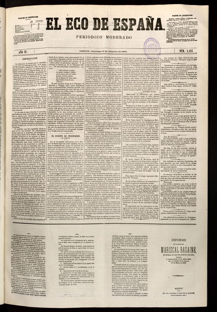 Miniatura de El Eco de España del 19 de octubre de 1873
