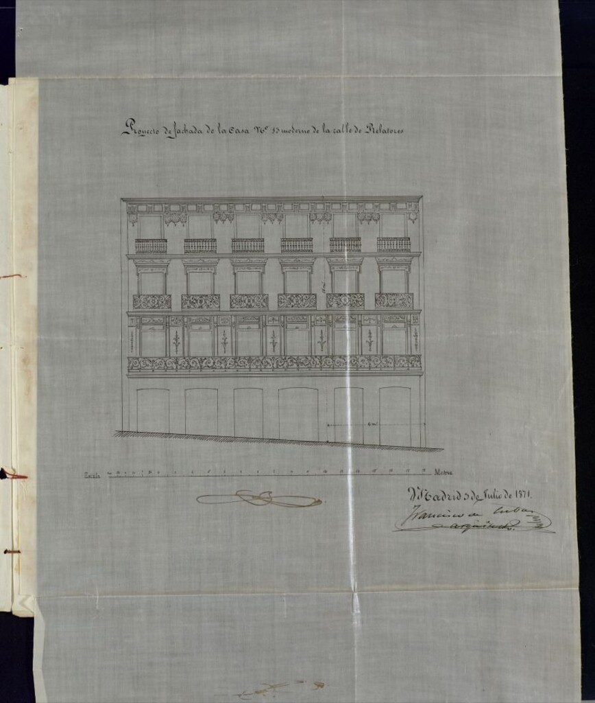Miniatura de D. José de Mesa y Flores, para edificar de nueva planta su casa nº 13, de la calle de Reladores.
