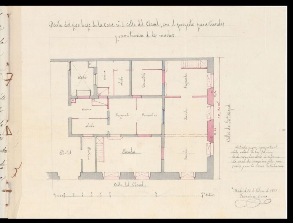 Miniatura de D. Ramón Manuel de Villena, en solicitud de licencia para reconstruir la fachada de la casa nº 4 de la calle del Clavel.
