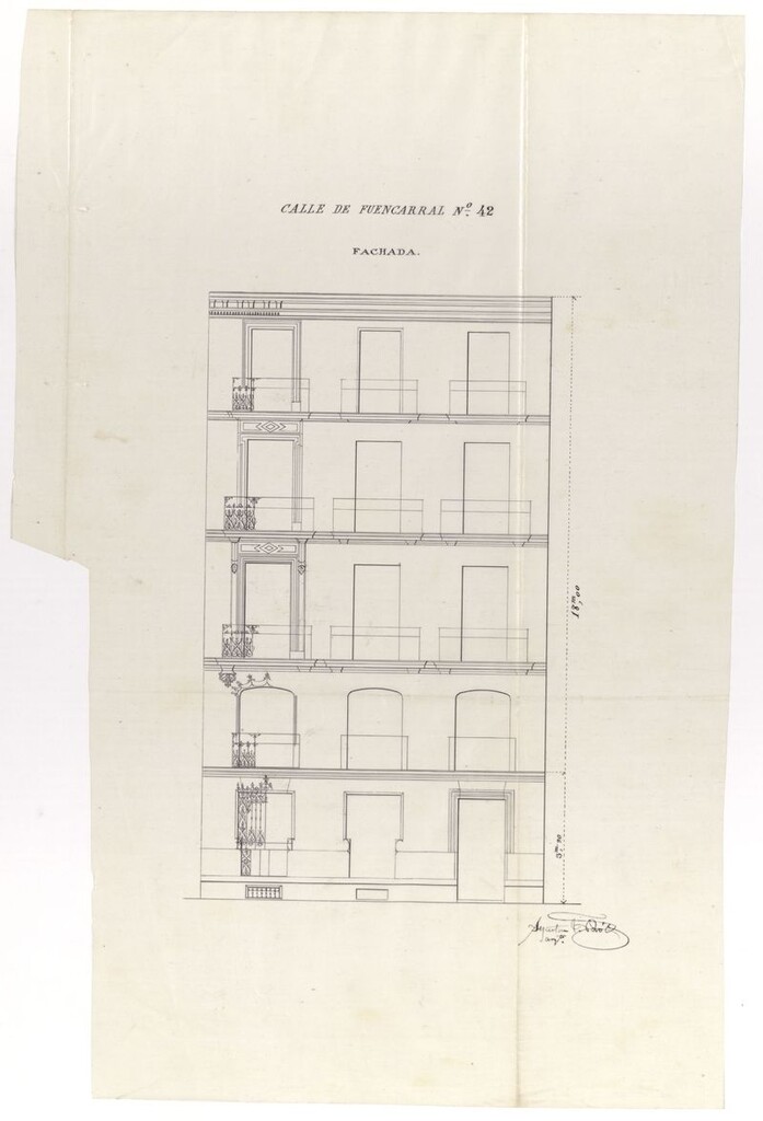 Miniatura de D. Manuel González Serrano, en sollicitud de licencia para reedificar la casa nº 42 de la calle de Fuencarral.