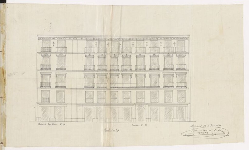 Miniatura de D. Ramón del Rey, pidiendo permiso para reedificar la casa nº 27 y de la Calle de Preciados.
