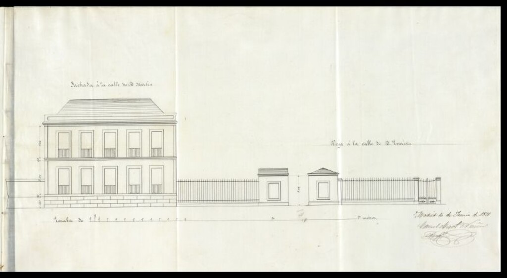 Miniatura de Dª Justa Fernández, en solicitud de licencia para edificar una casa en la calle de D. Evaristo con vuelta a la de Don Martín, manzana 7ª del Barrio de Argüelles.