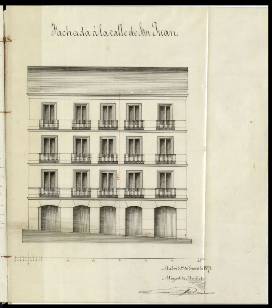 Miniatura de D. Domingo Elguero, en solicitud de licencia para construir de nueva planta la casa nº 11 y 13 de la calle de San Juan.