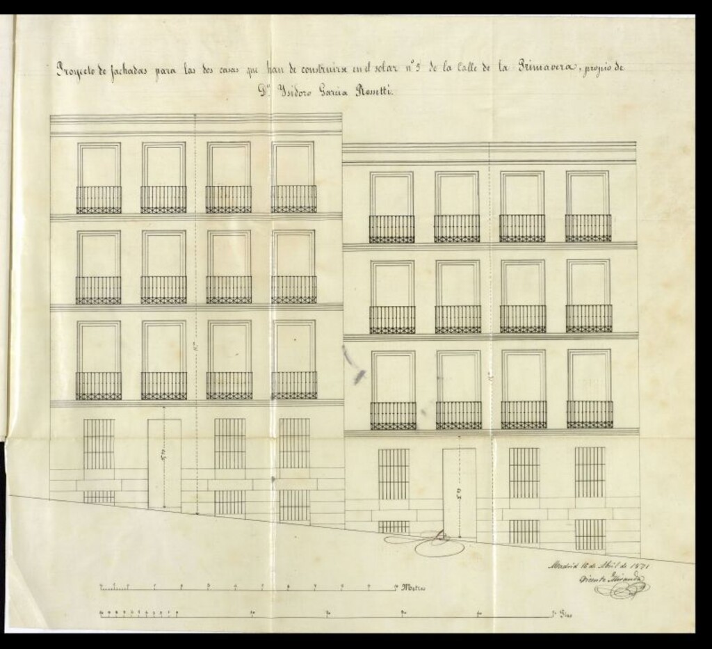 Miniatura de D. Isidoro García Roseti, para construir dos casas en el solar de su propiedad, calle de la Primavera nº 5.