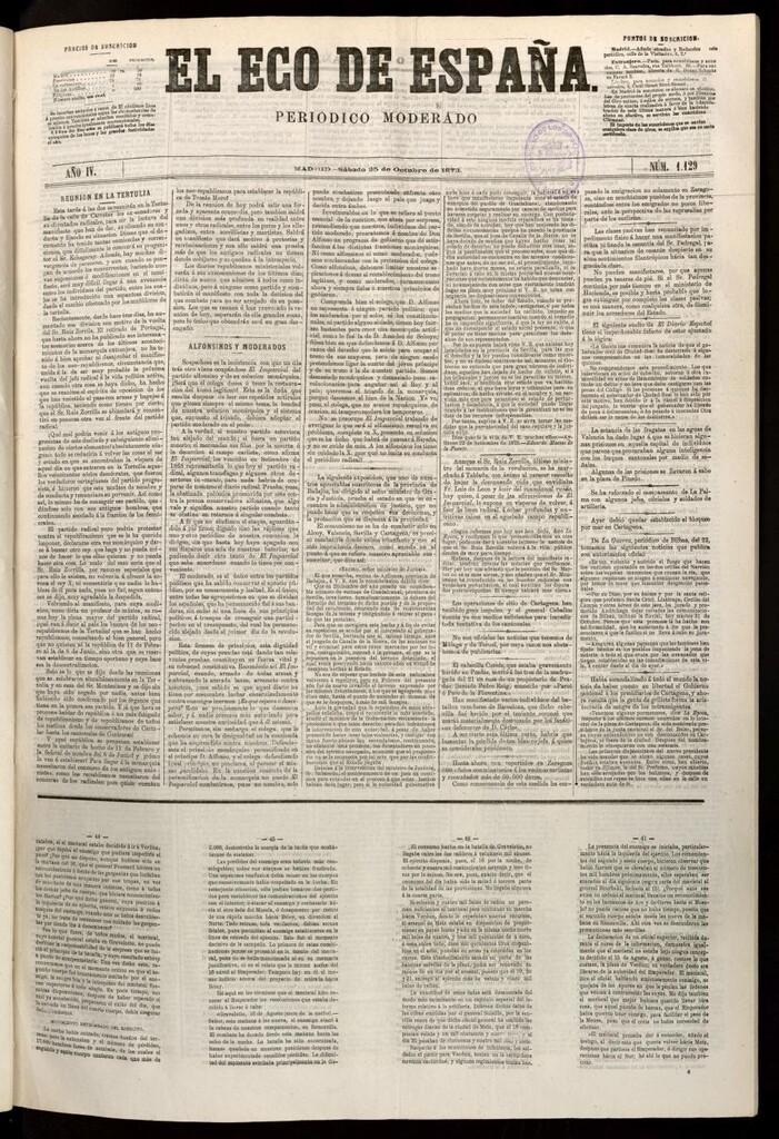 Miniatura de El Eco de España del 25 de octubre de 1873
