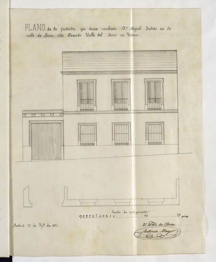 Miniatura de D. Miguel Indias, para construir una casa en la zona del ensanche, a izquierda de la Carretera de Francia