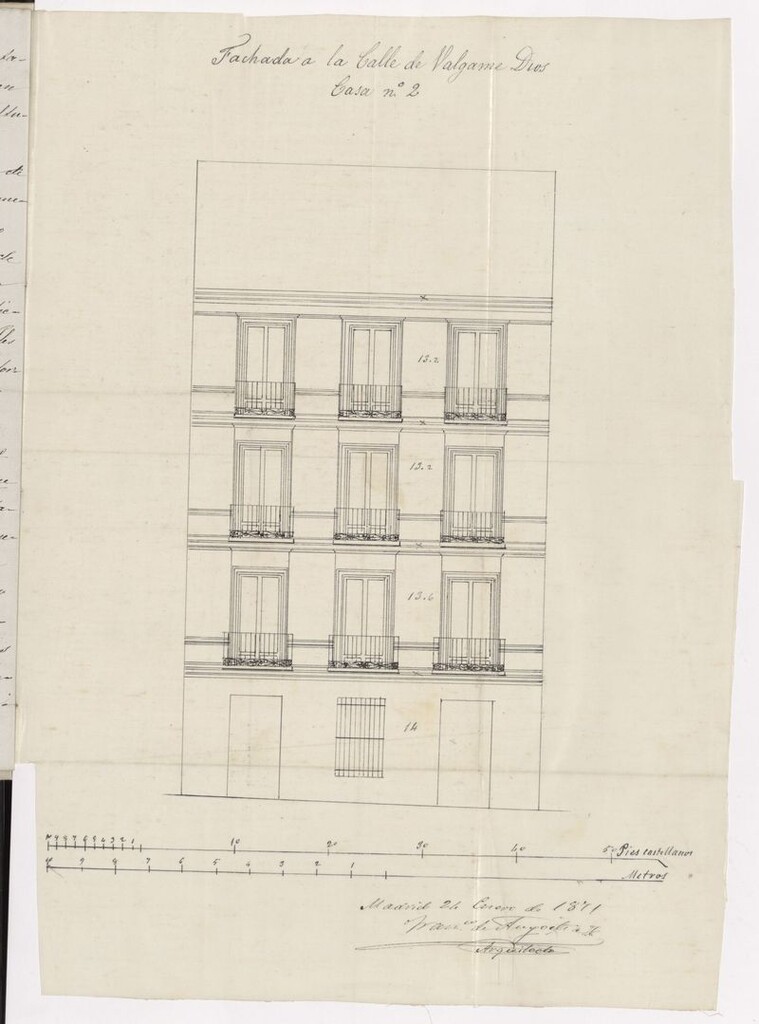 Miniatura de D. Francisco de Angoitia, arquitecto de la Real Academia de S. Fernando, solicitando licencia para construir en la calle de Válgame Dios nº 2