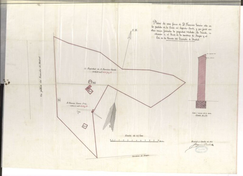Miniatura de D. Francisco Garcia para cercar unos terrenos de la posesión denominada La Grande, fuera del Ensanche de la Villa.
