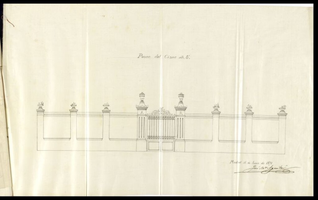Miniatura de D. Antonio Romero y Andía, pidiendo permiso para cercar con verja un solar en la calle del Cisne, nº 5, y construir en el centro de él una casa.