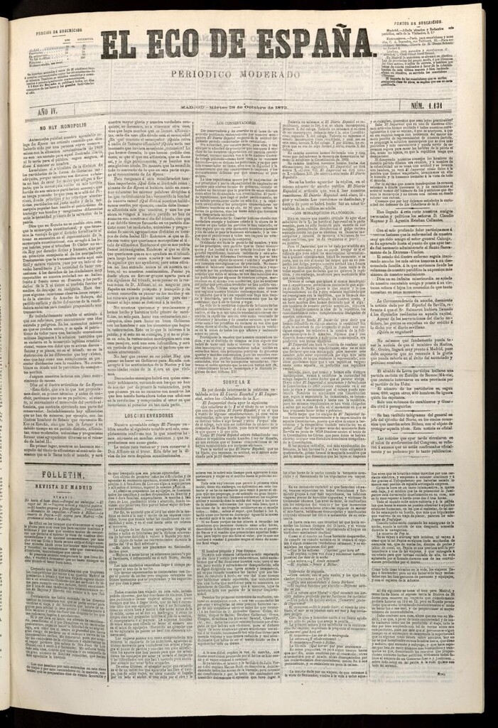 Miniatura de El Eco de España del 28 de octubre de 1873