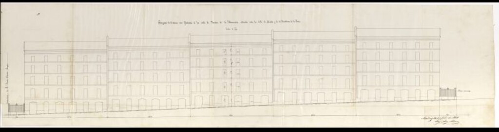 Miniatura de D. Matías de la Oteiza, representante del Excmo. Sr. Marqués de la Salamanca, pidiendo persmiso para construir las casas nºs 1,2,3,4 y 5 en la manzana al oeste de la 214 del barrio de su nombre.