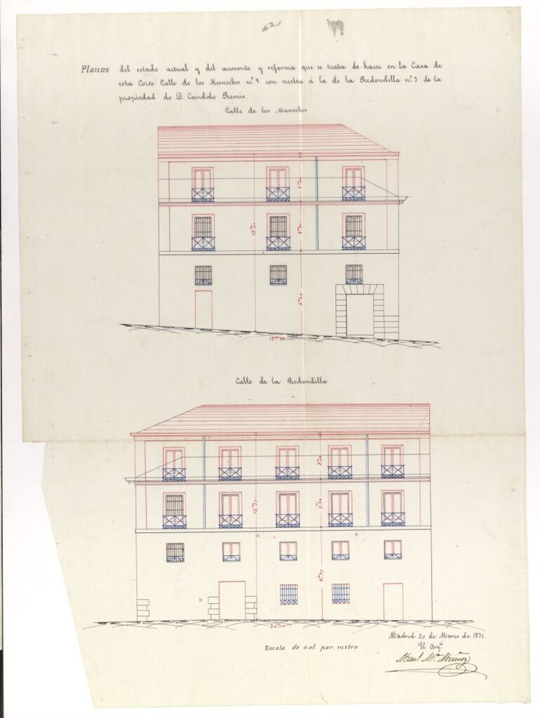 Miniatura de D. Cándido Remis, en solicitud de construir un piso mas en su casa calle de los Mancebos, nº 9.