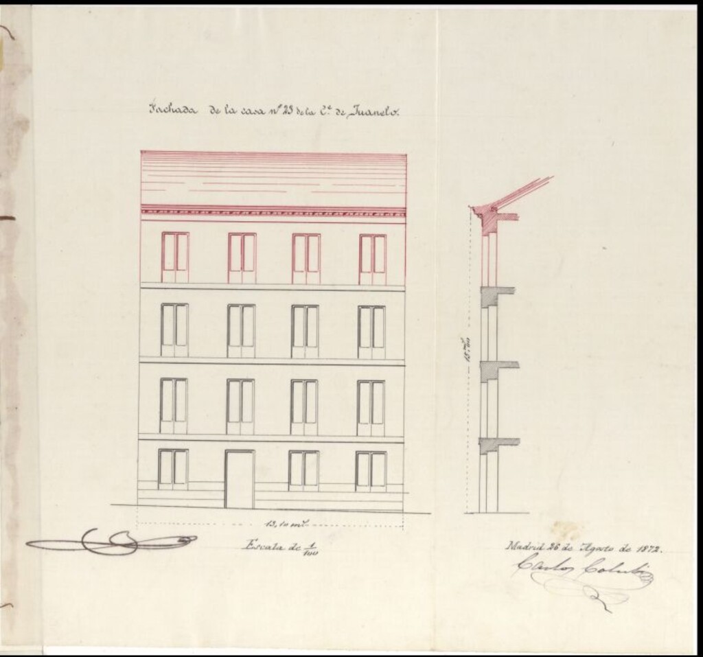 Miniatura de D. Cristobal Dominguez Banzan, para aumentar un 3er piso en la casa nº 23 de la calle de Juanelo.