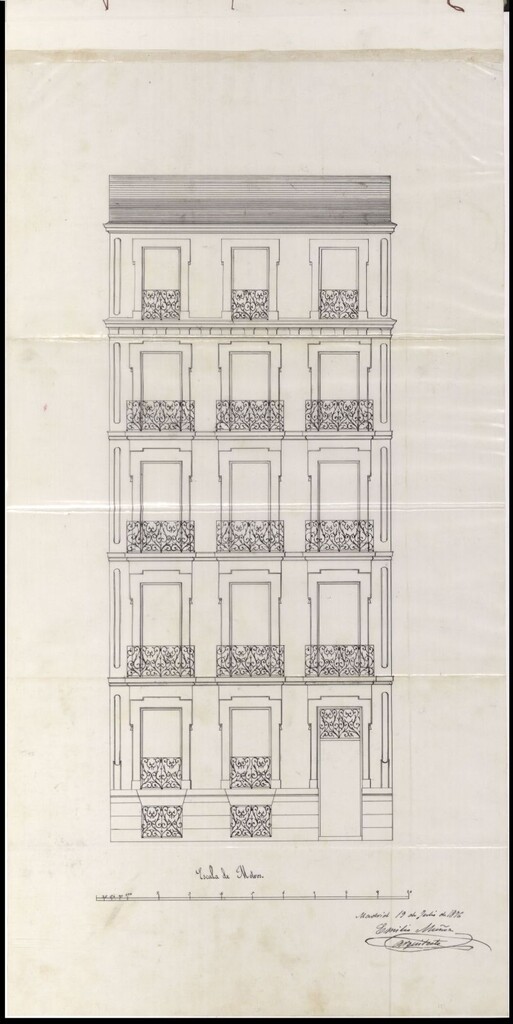Miniatura de D. Manuel Tejero y D. Antonio Quintana, para edificar en el solar nº 9 de la manzana 24 del Barrio de Argüelles.
