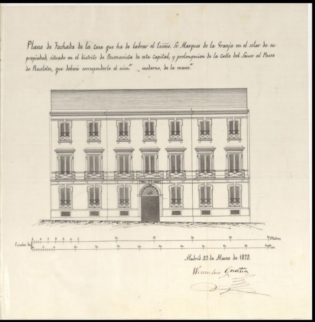 Miniatura de D. José Salinean, apoderado del Excmo. Sr. Marqués de la Granja, para edificar de nueva planta en el solar nº _ de la calle Sauco.
